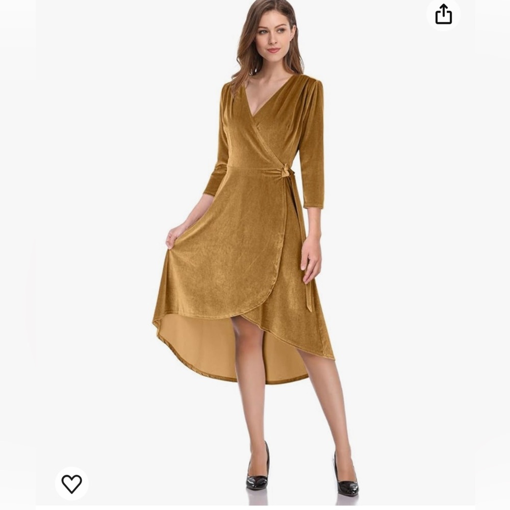 Gold Velvet Wrap Dress